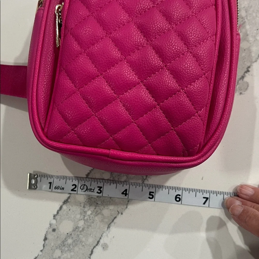 Pink Quilted Vegan Sling Bag - Picture 7 of 9